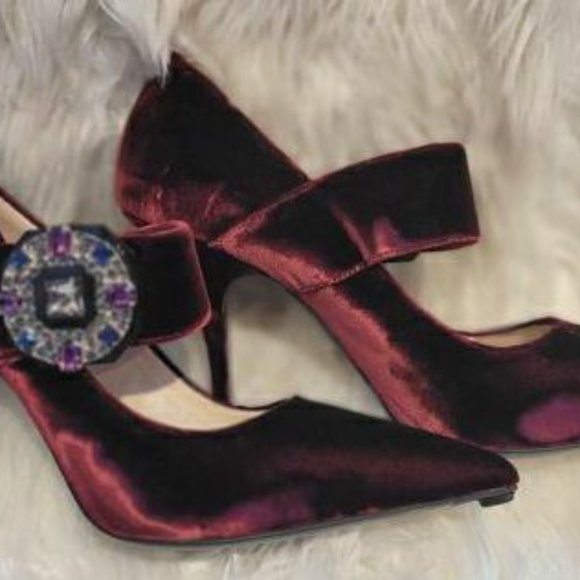 PRADA VELVET MARY JANE BROOCH PUMP SHOE SZ 8 - Picture 5 of 10
